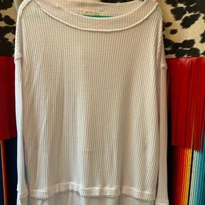 Free People White Waffle Knit Tunic